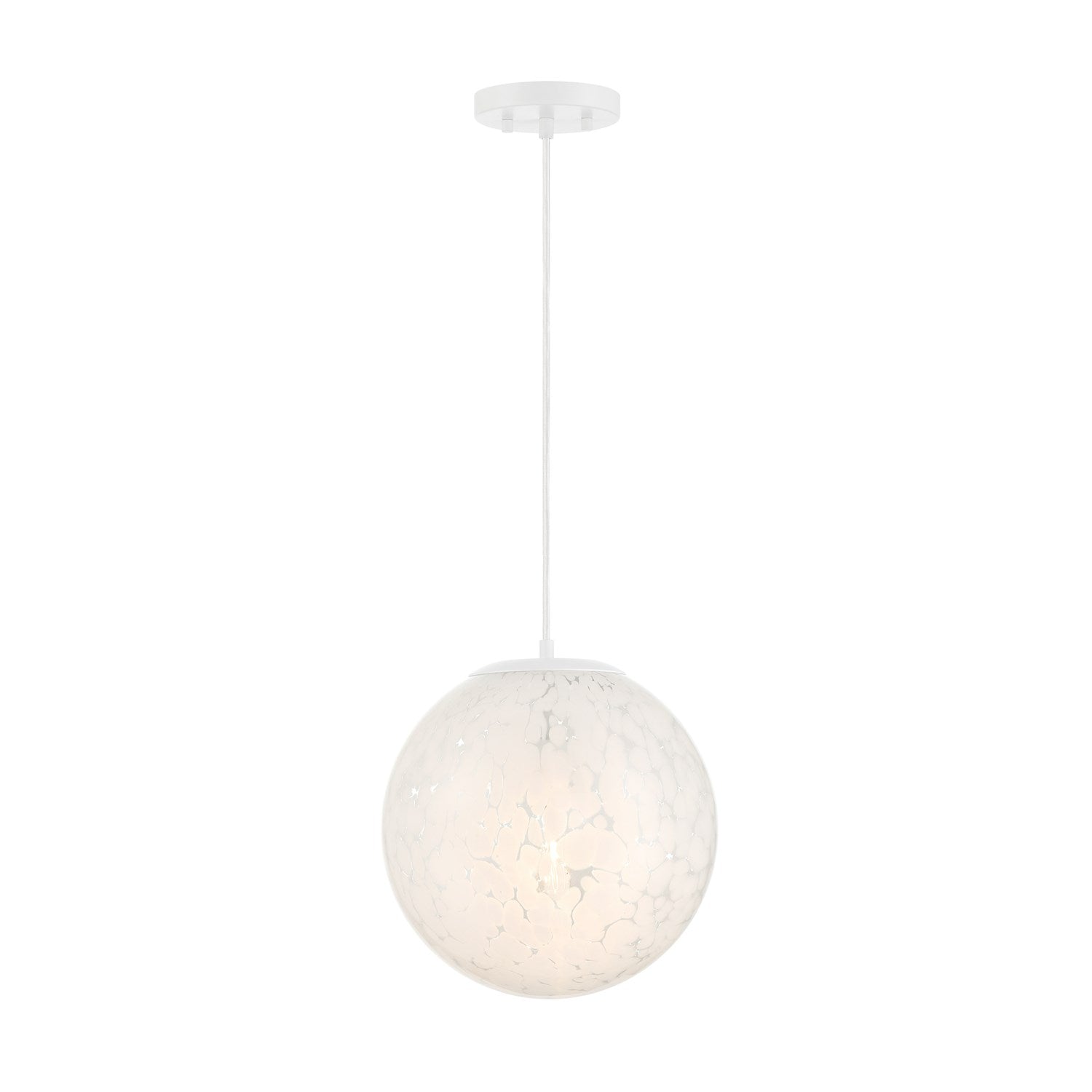 12 In. 1-Light Matte White Modern Pendant Light by Designers Fountain