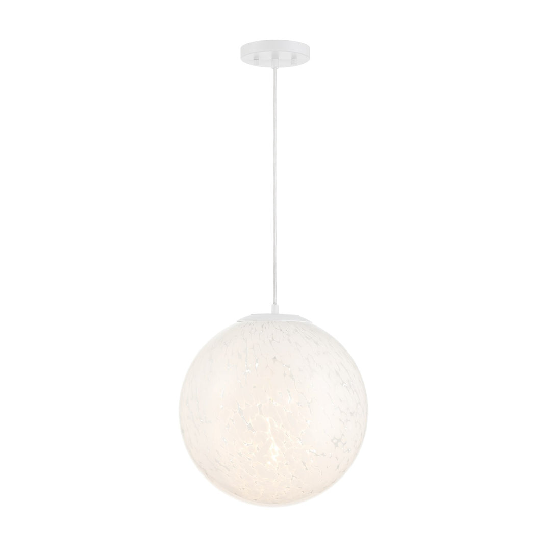 14 In. 1-Light Matte White Modern Pendant Light by Designers Fountain