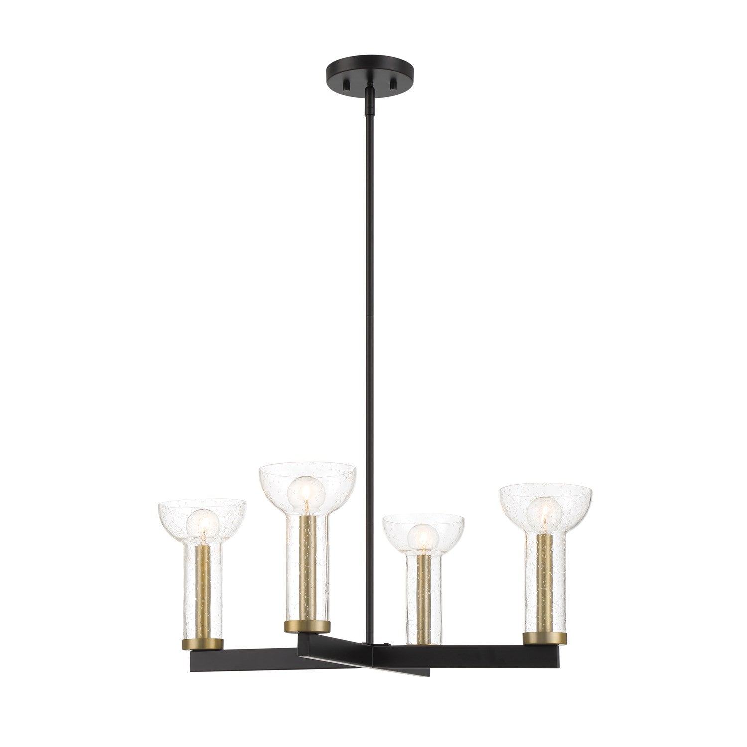 25 In. 4-Light Matte Black Modern Chandelier With Clear Seedy Glass Shades by Designers Fountain