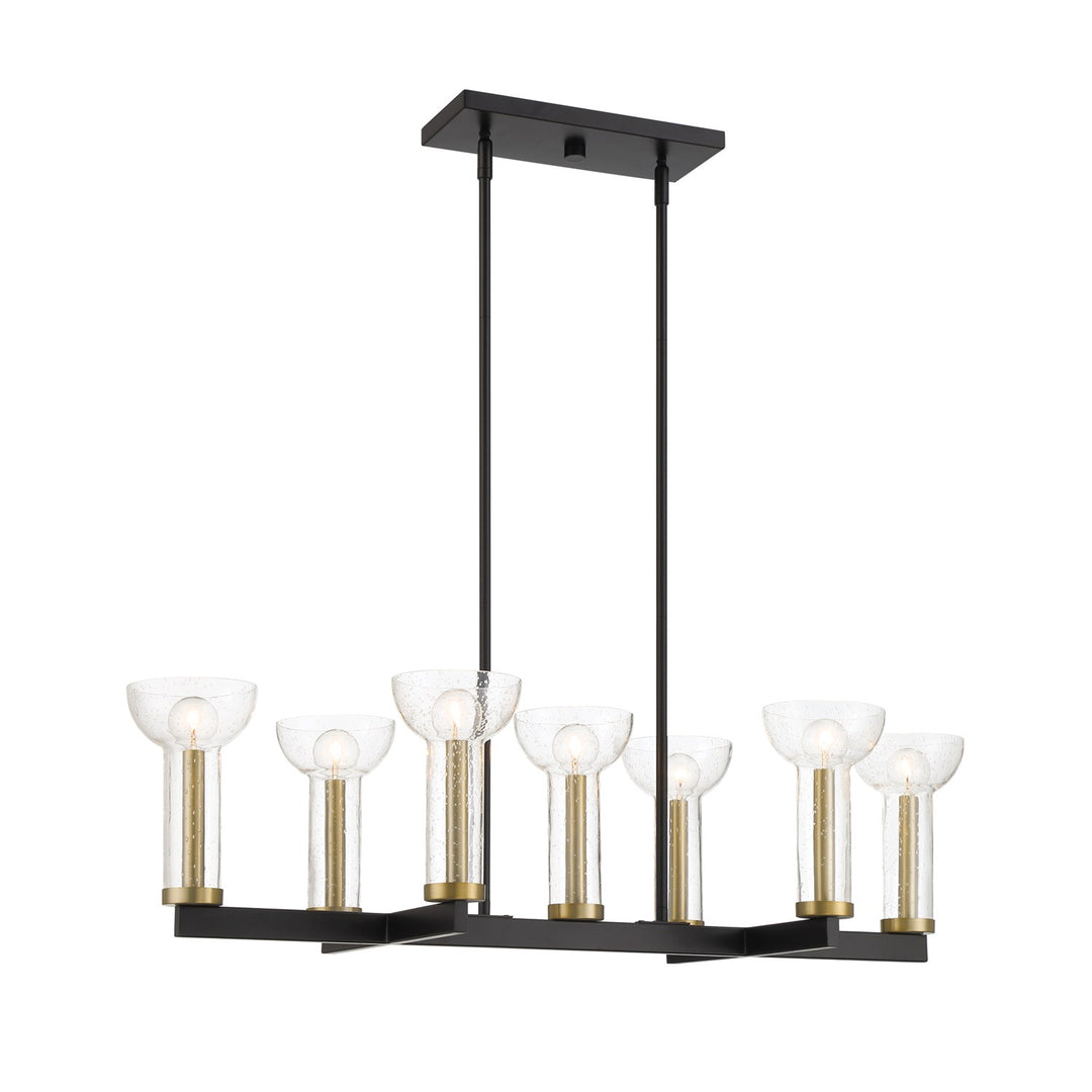 38 In. 7-Light Matte Black Modern Island Pendant Light by Designers Fountain