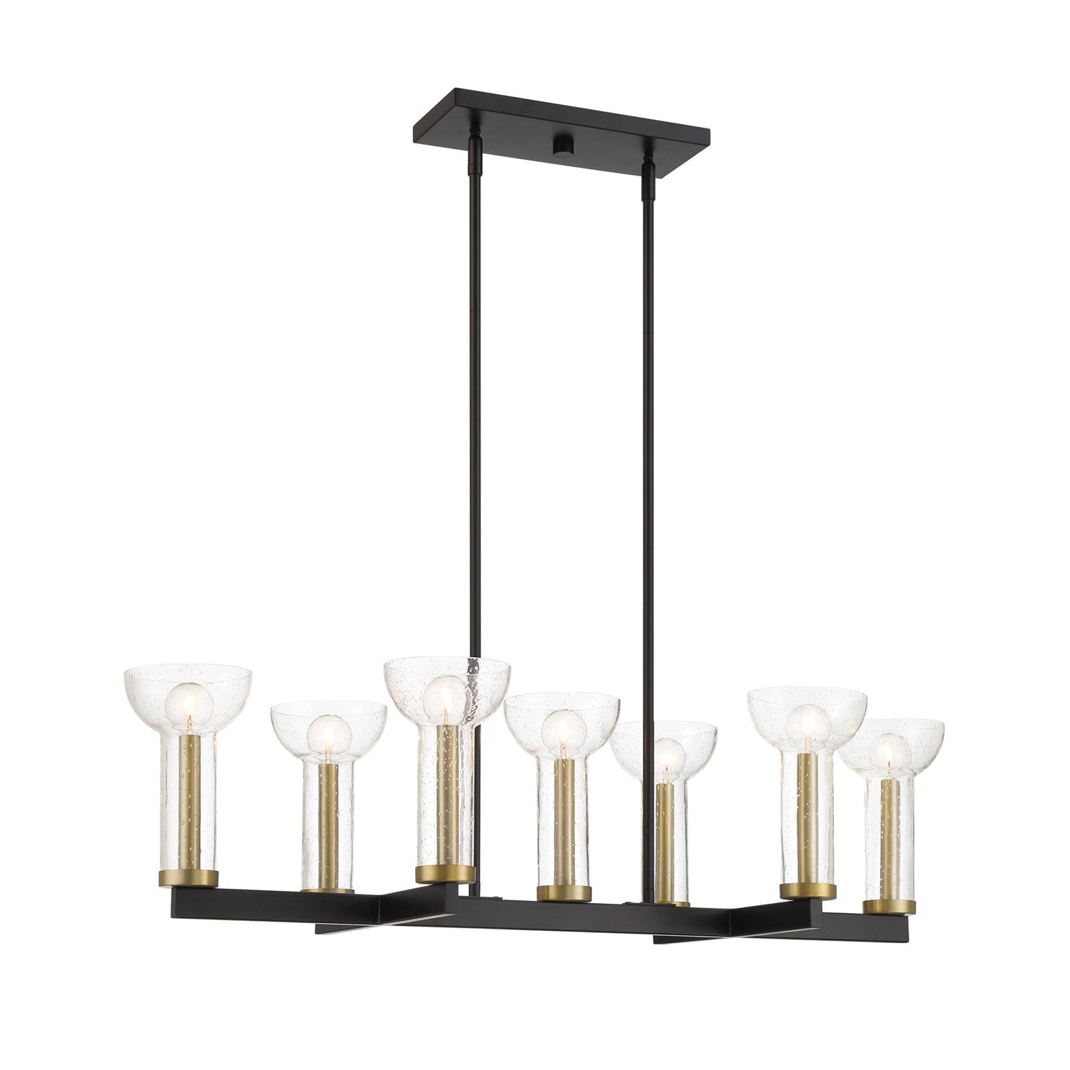 38 In. 7-Light Matte Black Modern Island Pendant Light by Designers Fountain