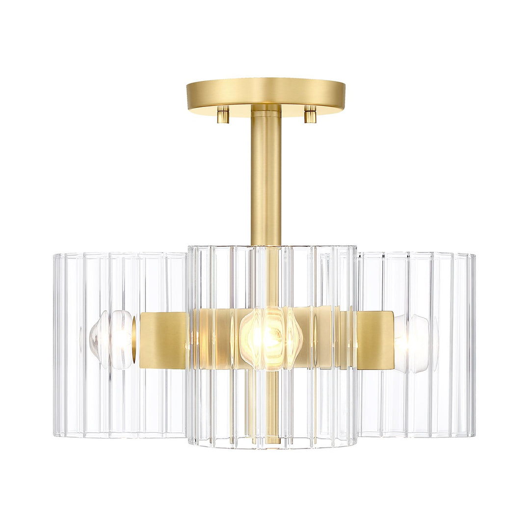 15 In. 3-Light Brushed Gold Transitional Semi Flush Mount Light by Designers Fountain