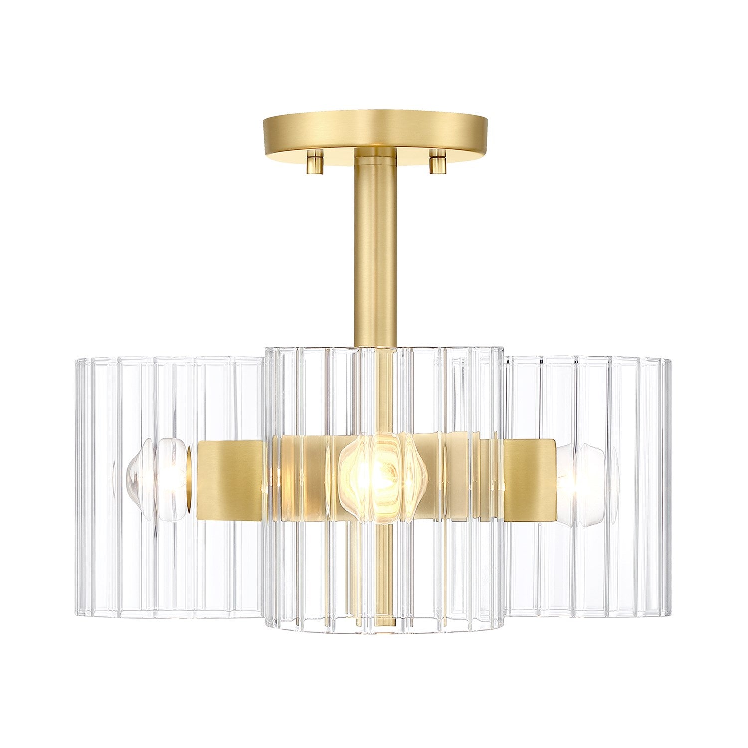15 In. 3-Light Brushed Gold Transitional Semi Flush Mount Light by Designers Fountain