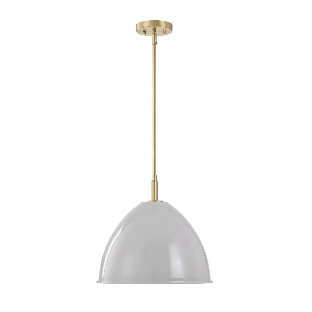 15 In. 1-Light Brushed Gold Modern Pendant Light Grey Sky Metal Shades by Designers Fountain