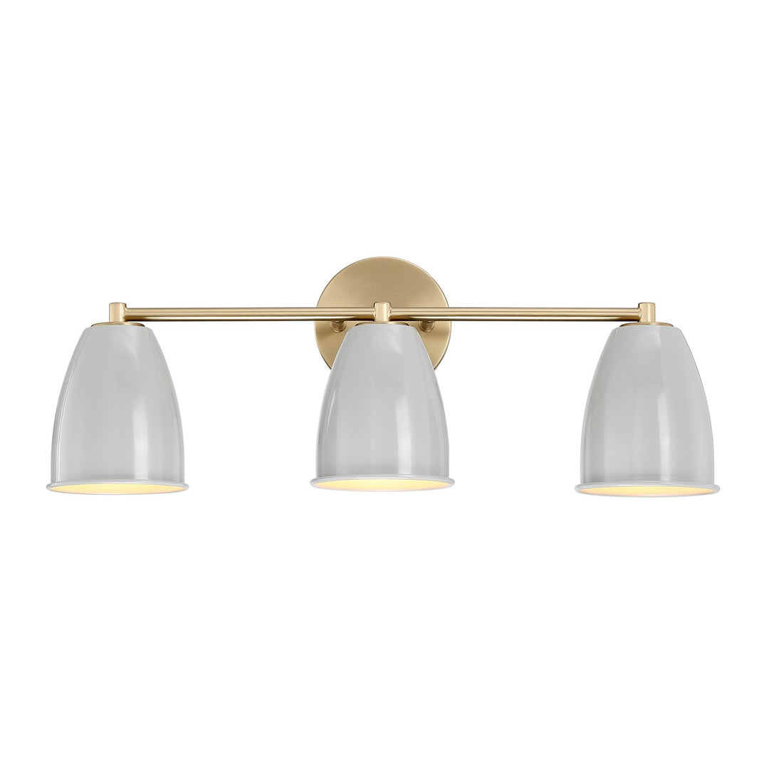 24 In. 3-Light Brushed Gold Modern Vanity Light With Grey Sky Metal Shades by Designers Fountain