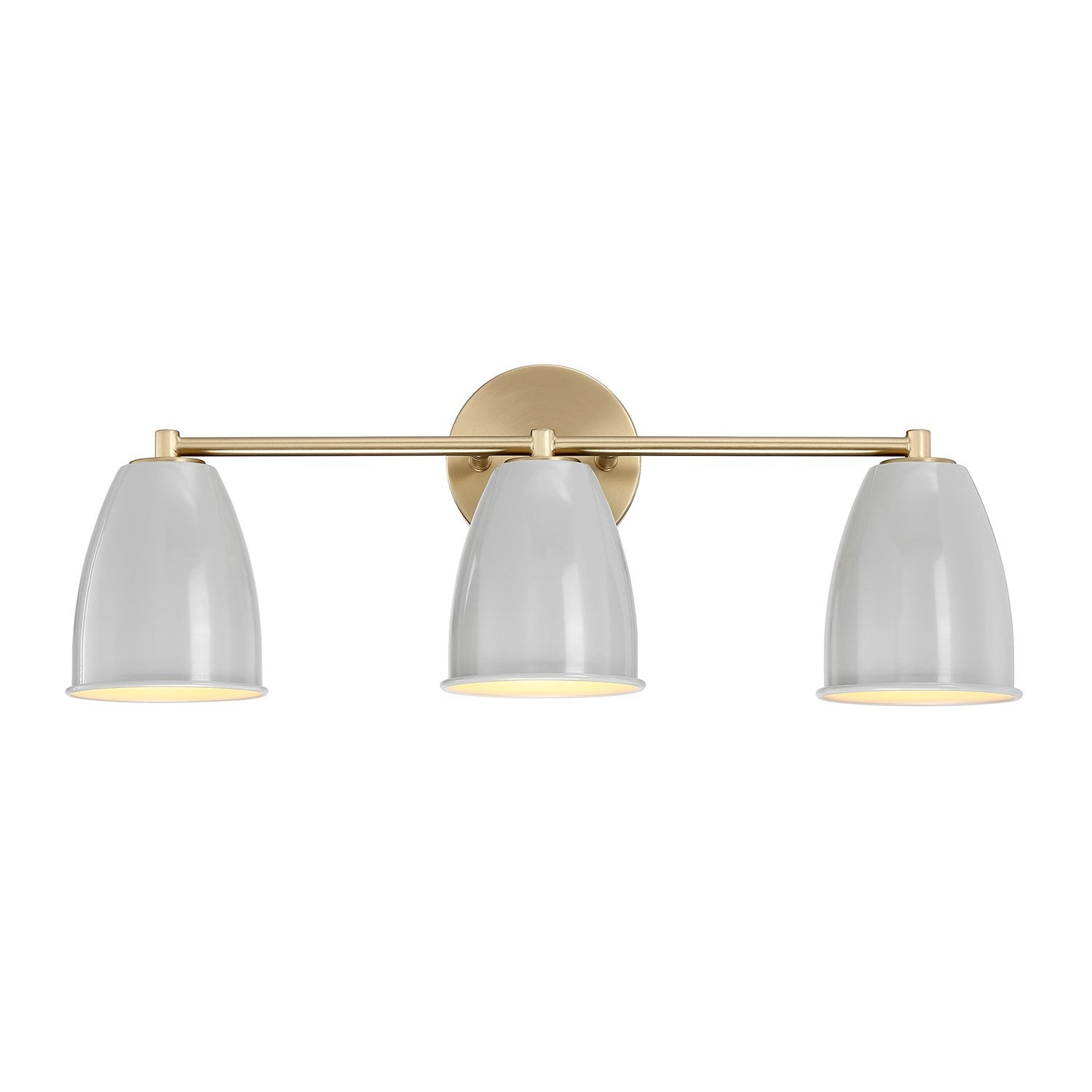 24 In. 3-Light Brushed Gold Modern Vanity Light With Grey Sky Metal Shades by Designers Fountain