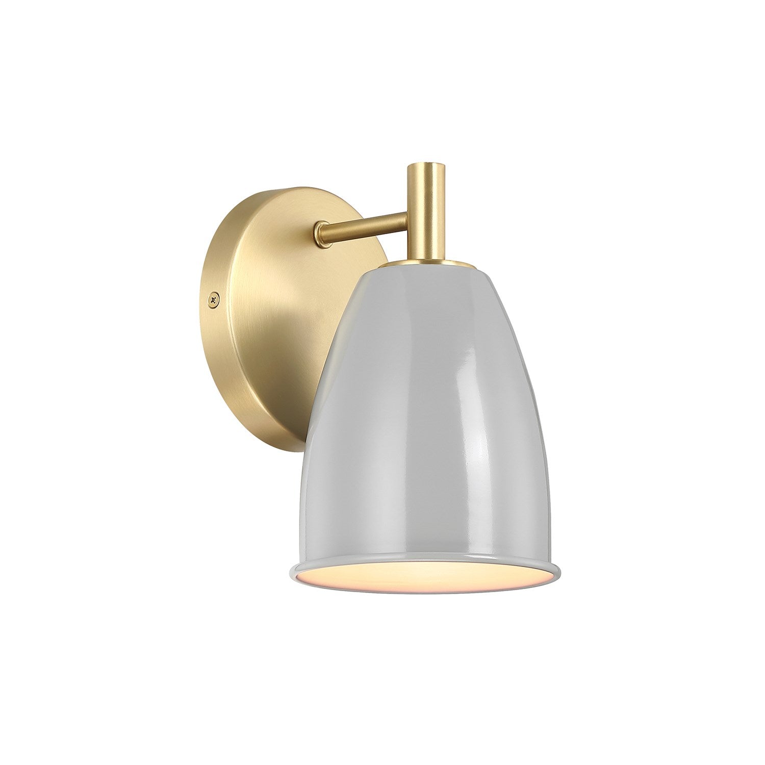 8 In. 1-Light Brushed Gold Modern Wall Sconce Light Grey Sky Metal Shades by Designers Fountain