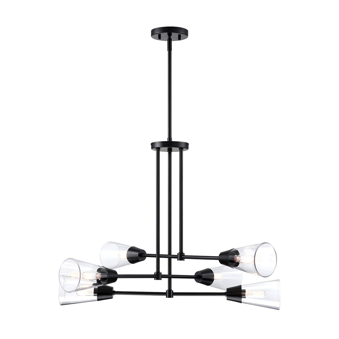 33.5 In. 6-Light Matte Black Modern Chandelier Light by Designers Fountain