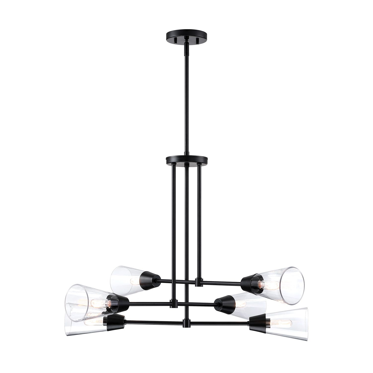 33.5 In. 6-Light Matte Black Modern Chandelier Light by Designers Fountain