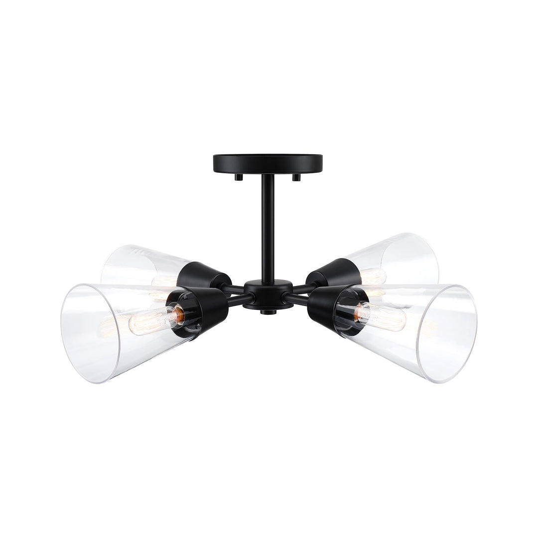 21 In. 4-Light Matte Black Modern Semi Flush Mount Light by Designers Fountain