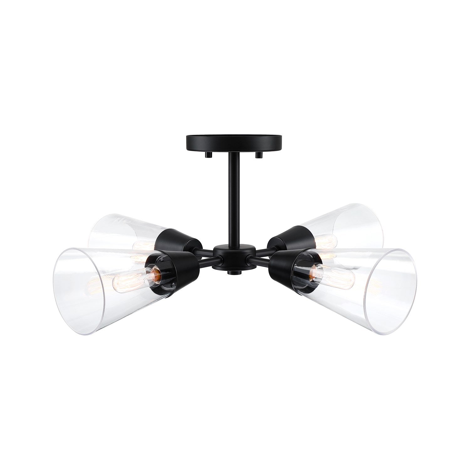 21 In. 4-Light Matte Black Modern Semi Flush Mount Light by Designers Fountain