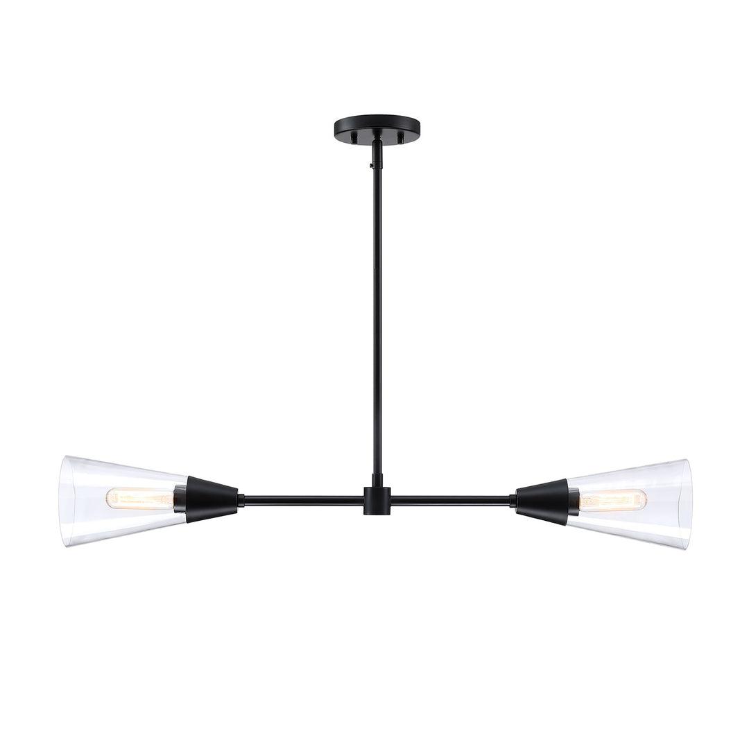 36 In. 2-Light Matte Black Modern Island Pendant Light by Designers Fountain