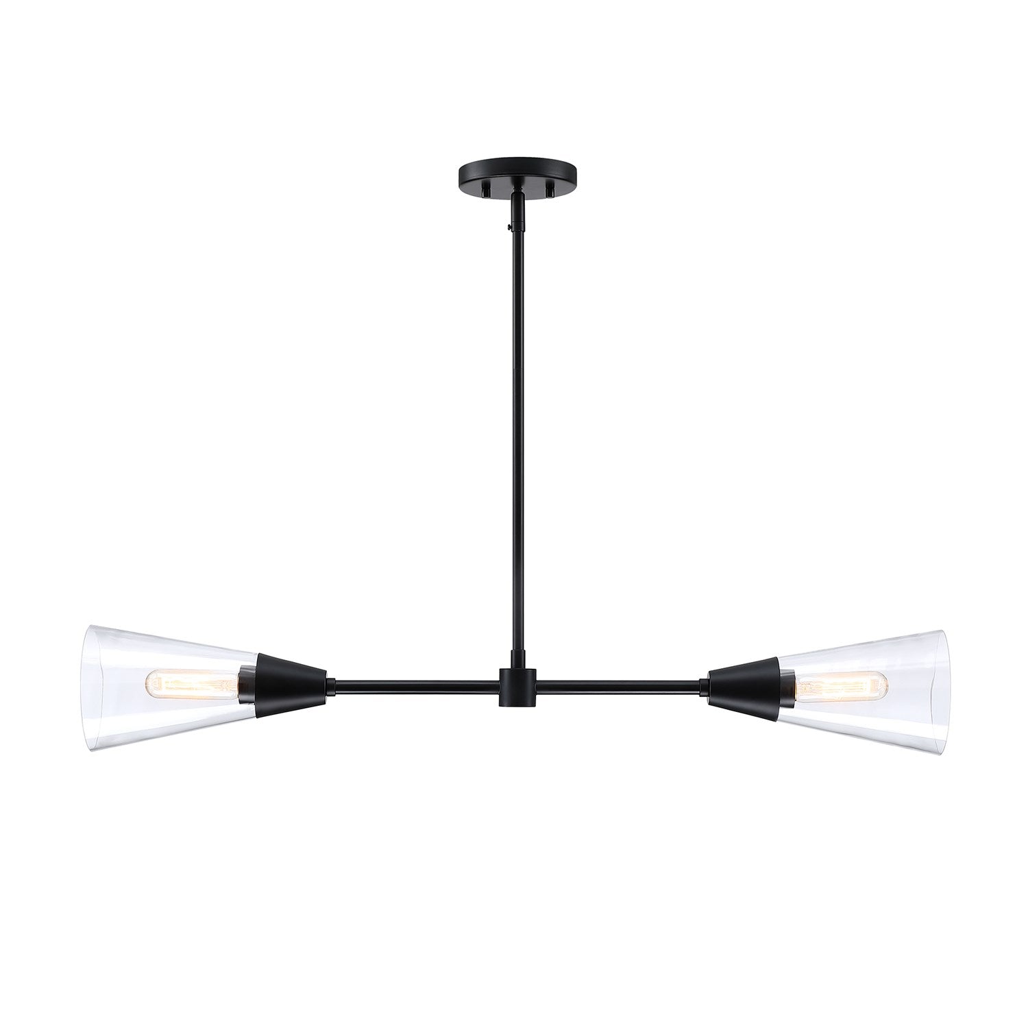 36 In. 2-Light Matte Black Modern Island Pendant Light by Designers Fountain