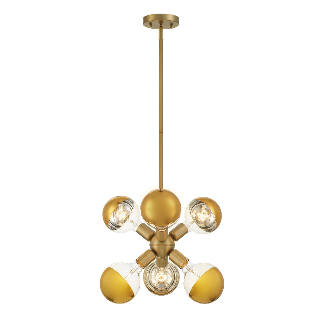 7 In. 6-Light Brushed Gold Modern Pendant Light by Designers Fountain