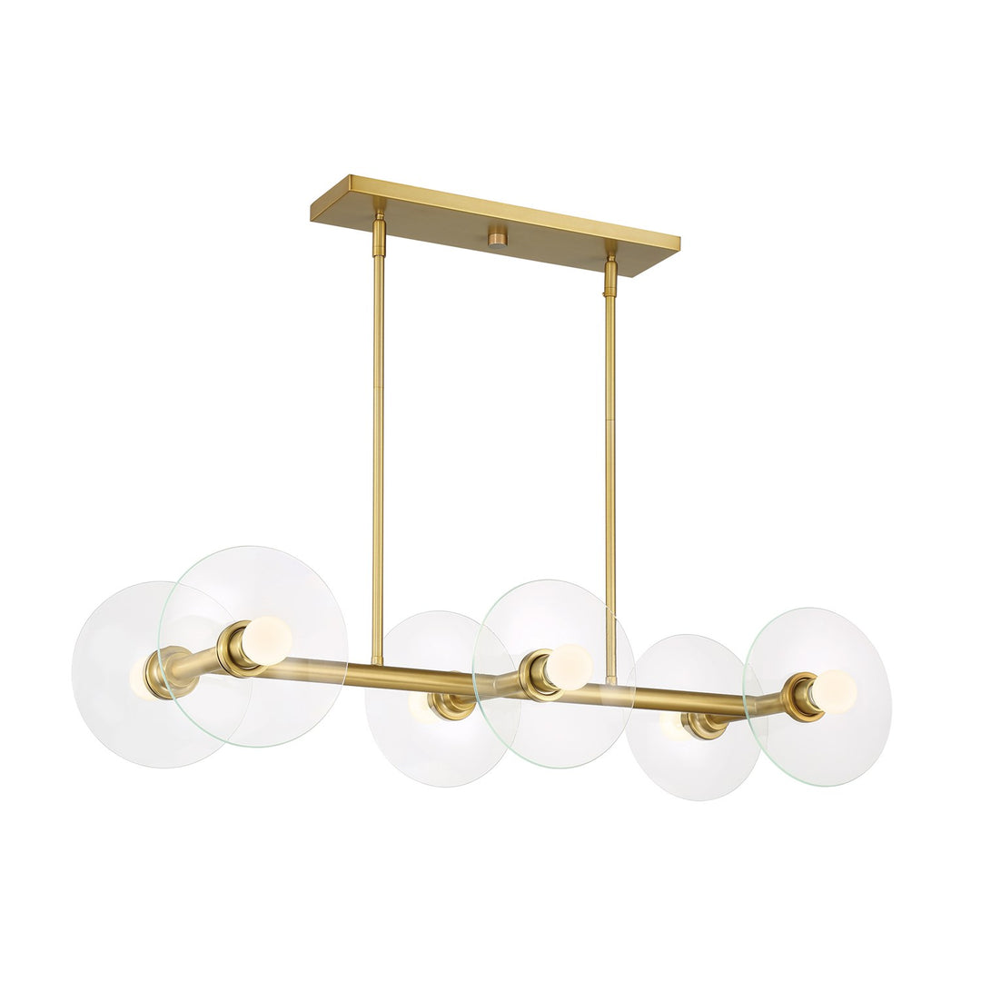 36 In. 6-Light Brushed Gold Modern Island Pendant Light by Designers Fountain