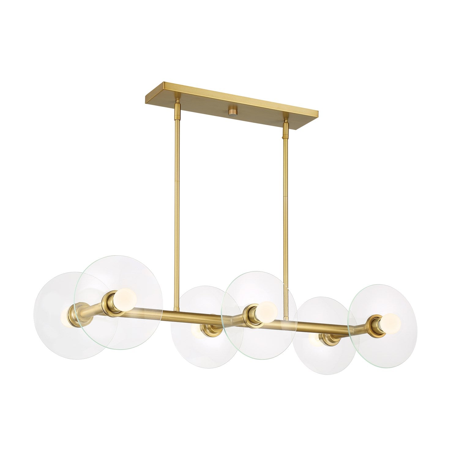 36 In. 6-Light Brushed Gold Modern Island Pendant Light by Designers Fountain