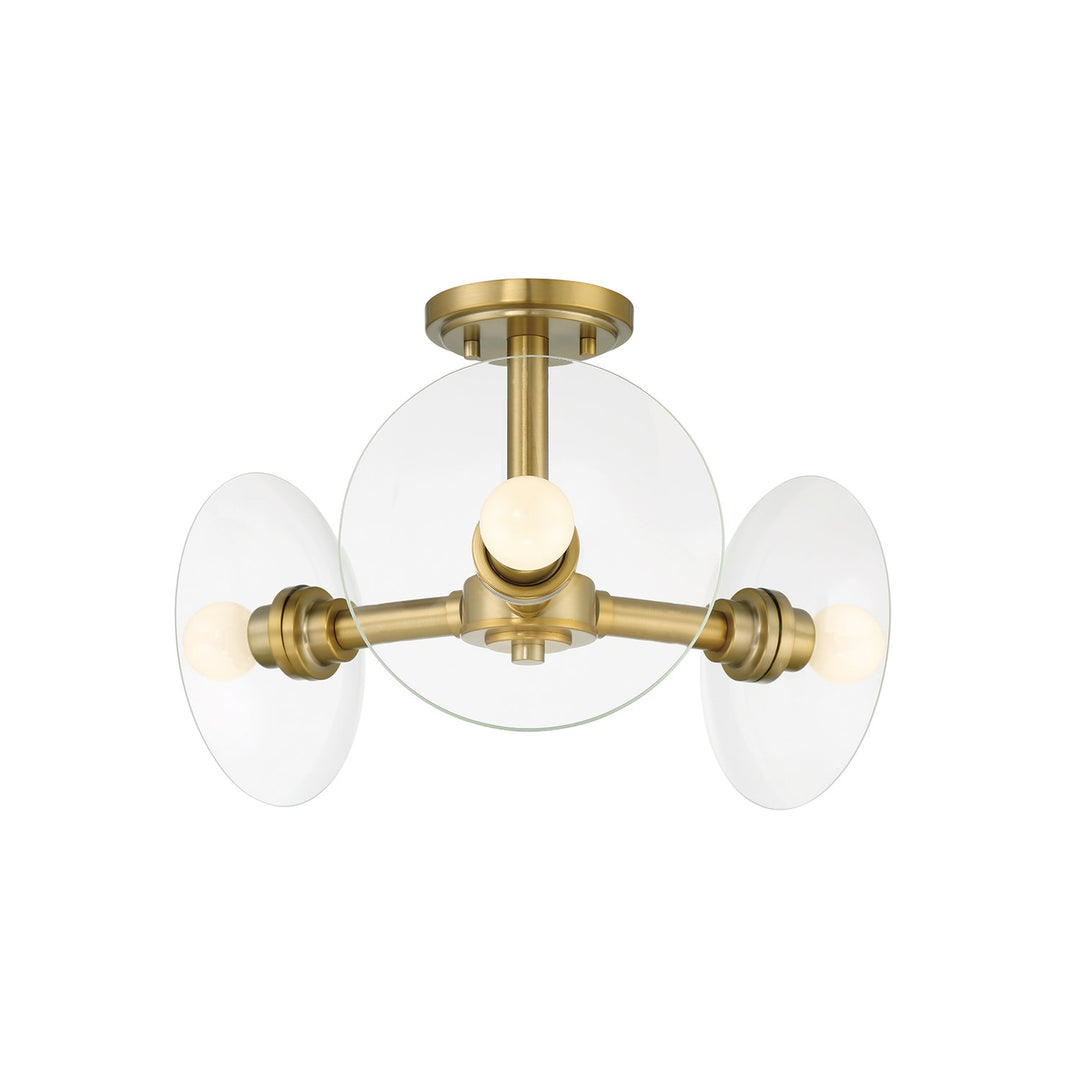 14.75 In. 3-Light Brushed Gold Modern Semi Flush Mount Light by Designers Fountain