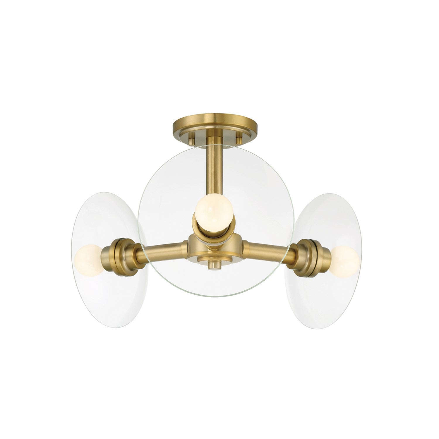 14.75 In. 3-Light Brushed Gold Modern Semi Flush Mount Light by Designers Fountain