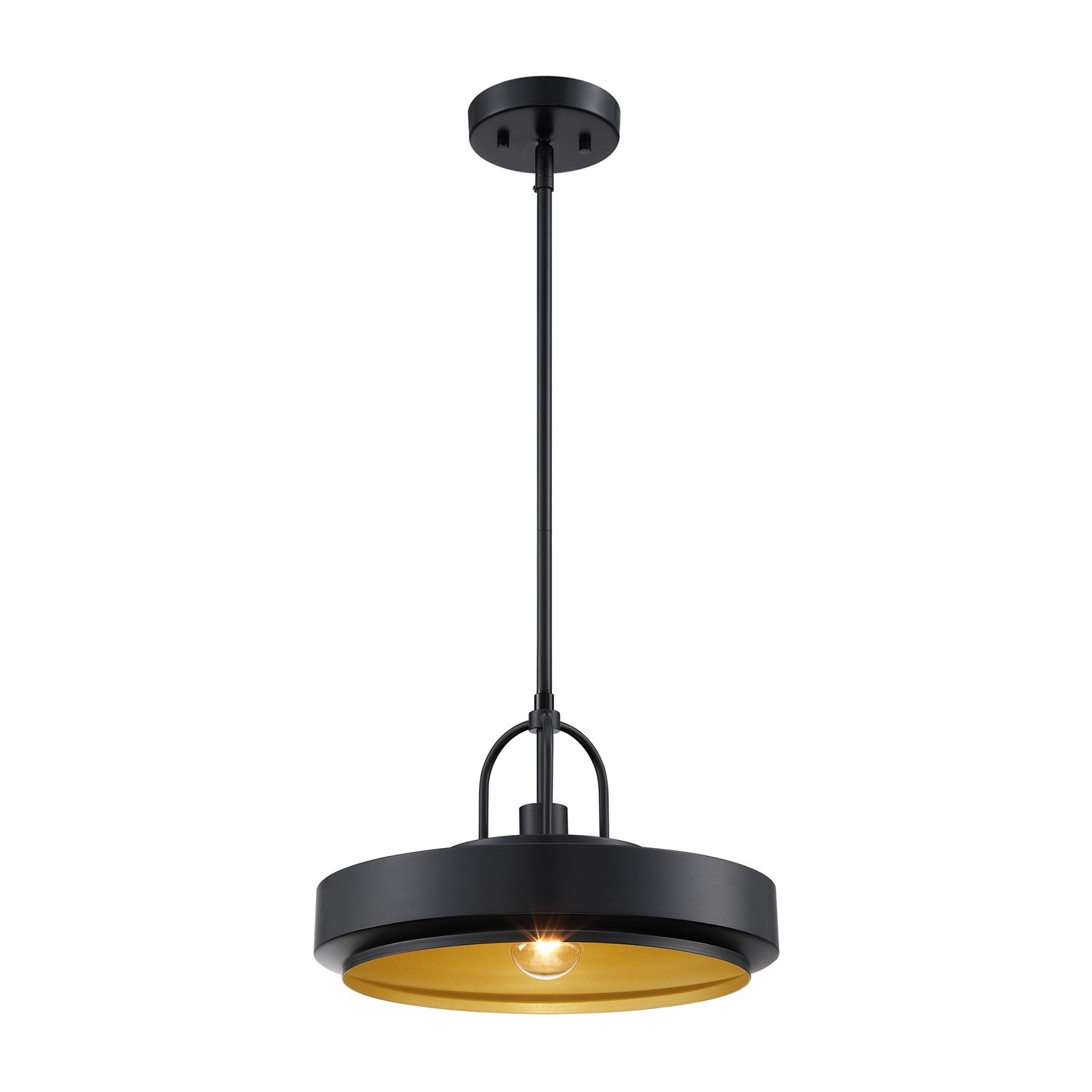 14 In. 1-Light Matte Black Transitional Pendant Light by Designers Fountain