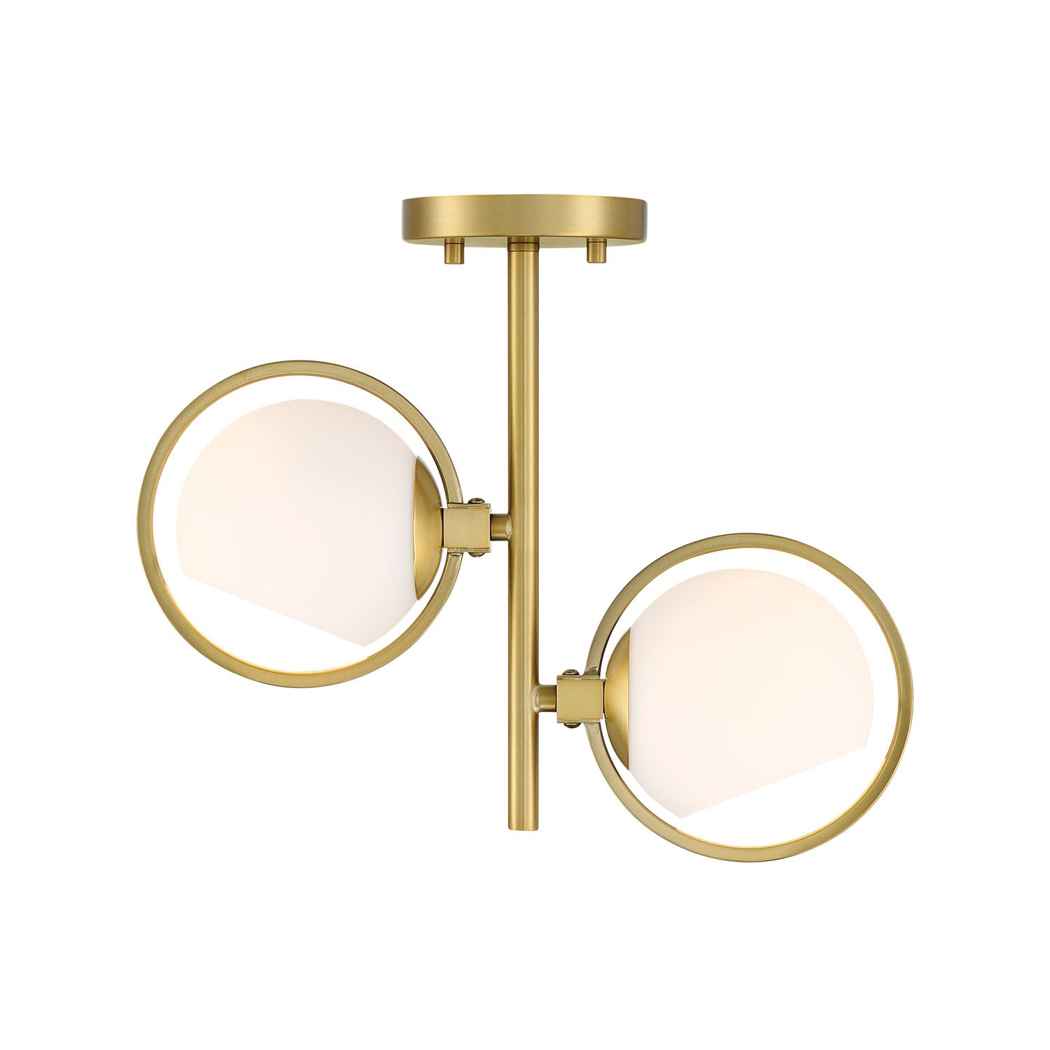 14.75 In. 2-Light Brushed Gold Modern Semi Flush Mount Light by Designers Fountain