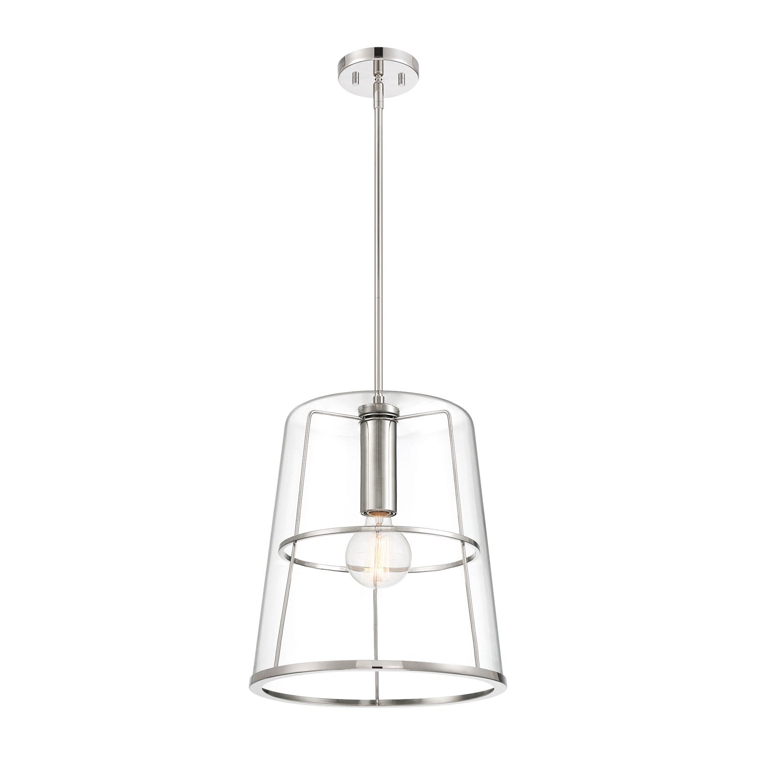 14 In. 1-Light Polished Nickel Transitional Pendant Light by Designers Fountain