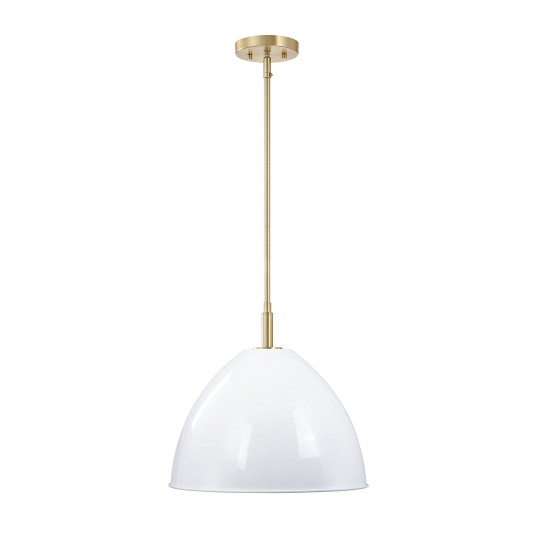 15 In. 1-Light Brushed Gold Modern Pendant Light Ice Mist Metal Shades by Designers Fountain