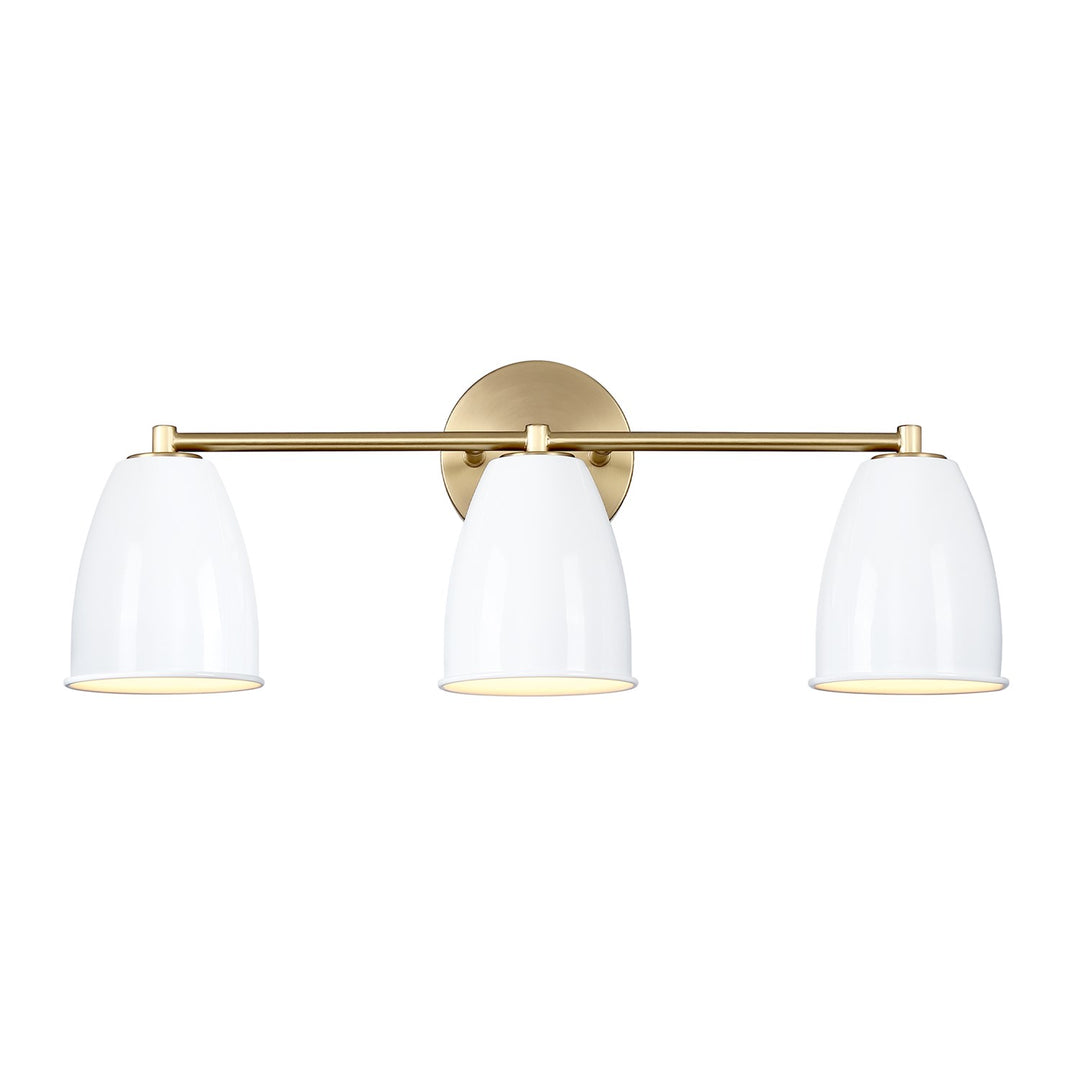 24 In. 3-Light Brushed Gold Modern Vanity Light With Ice Mist Metal Shades by Designers Fountain