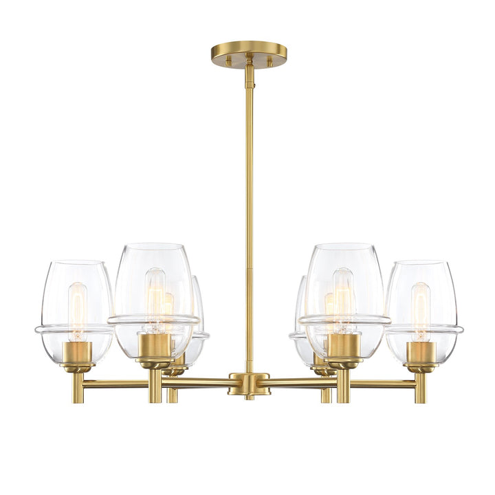 6-Light Brushed Gold Transitional Shaded Chandelier For Dining Rooms by Designers Fountain