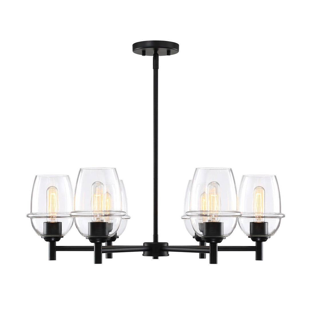 6-Light Matte Black Transitional Shaded Chandelier For Dining Rooms by Designers Fountain