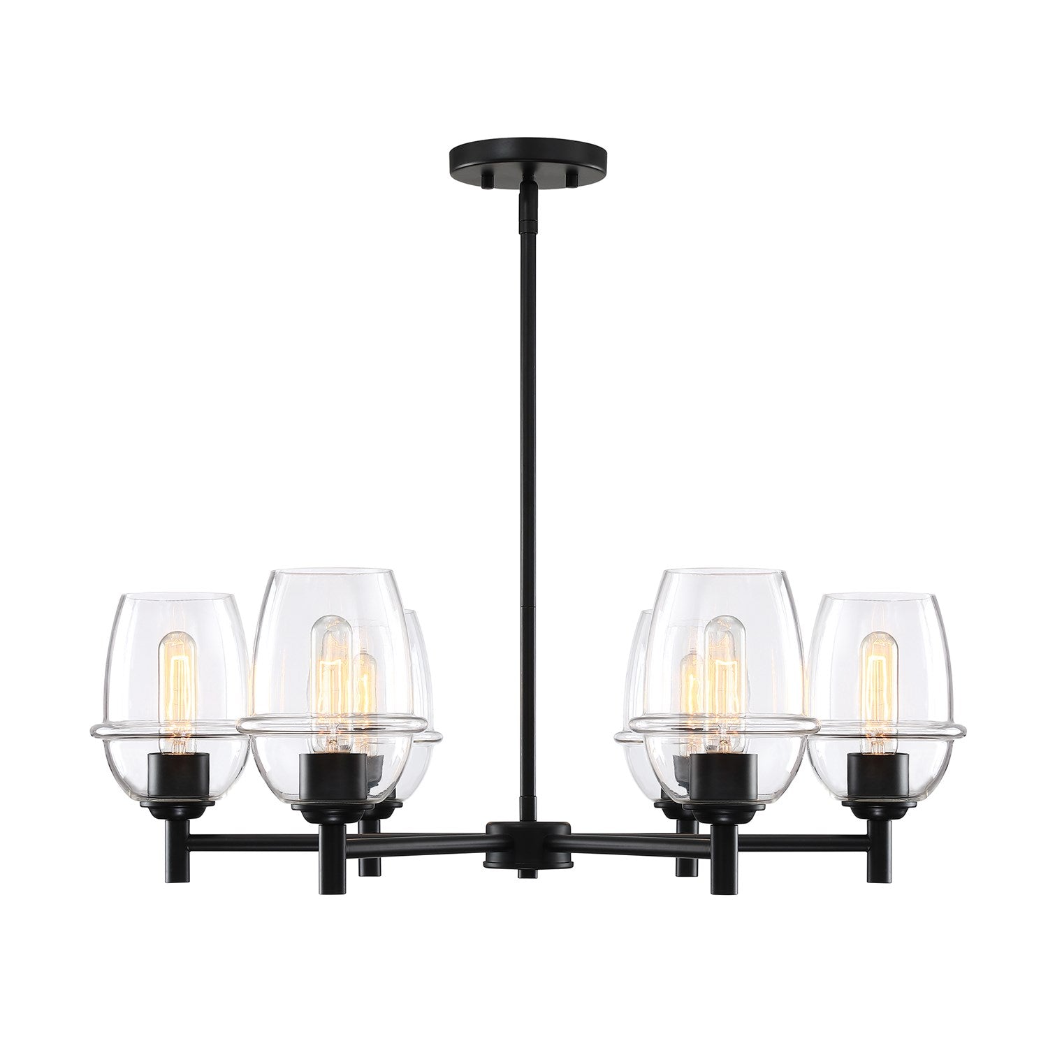 6-Light Matte Black Transitional Shaded Chandelier For Dining Rooms by Designers Fountain
