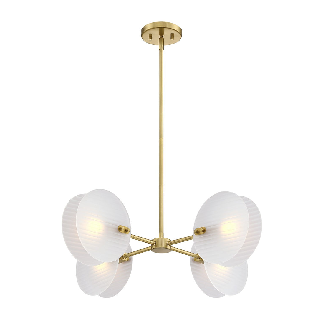 4-Light Brushed Gold Contemporary Geometric Chandelier For Dining Rooms by Designers Fountain
