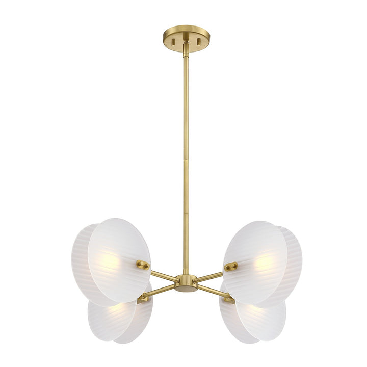 4-Light Brushed Gold Contemporary Geometric Chandelier For Dining Rooms by Designers Fountain