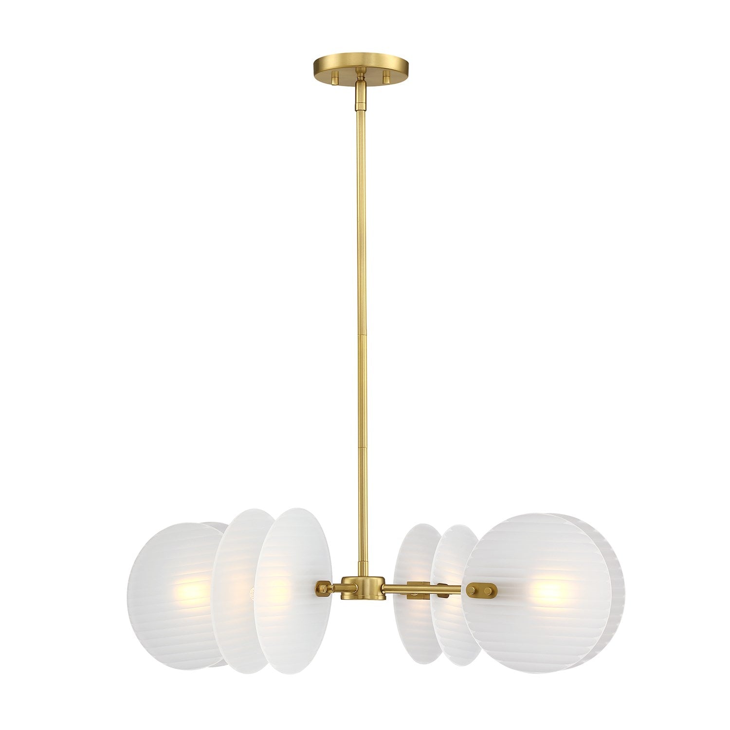 4-Light Brushed Gold Contemporary Geometric Chandelier For Dining Rooms