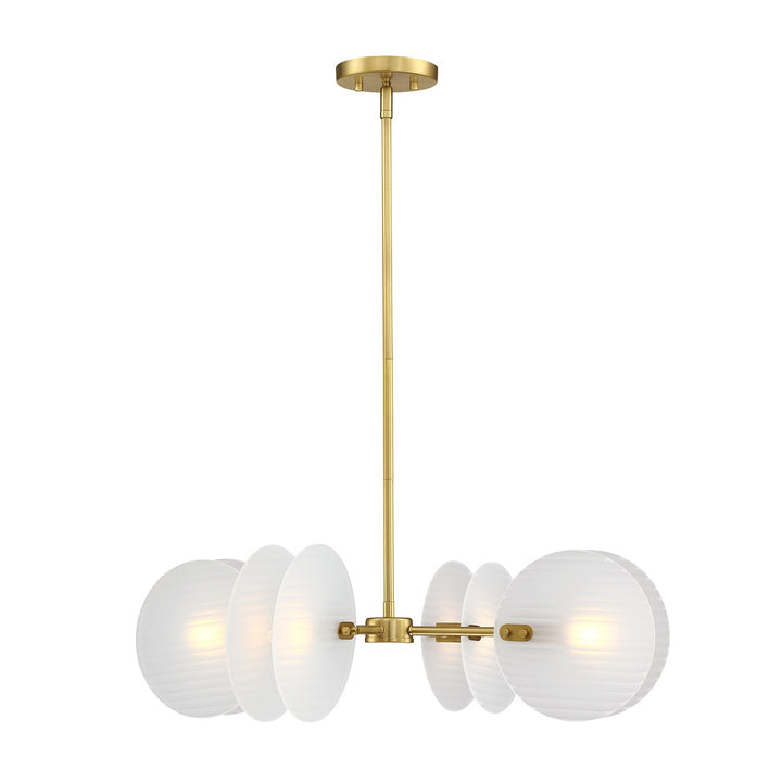 4-Light Brushed Gold Contemporary Geometric Chandelier For Dining Rooms