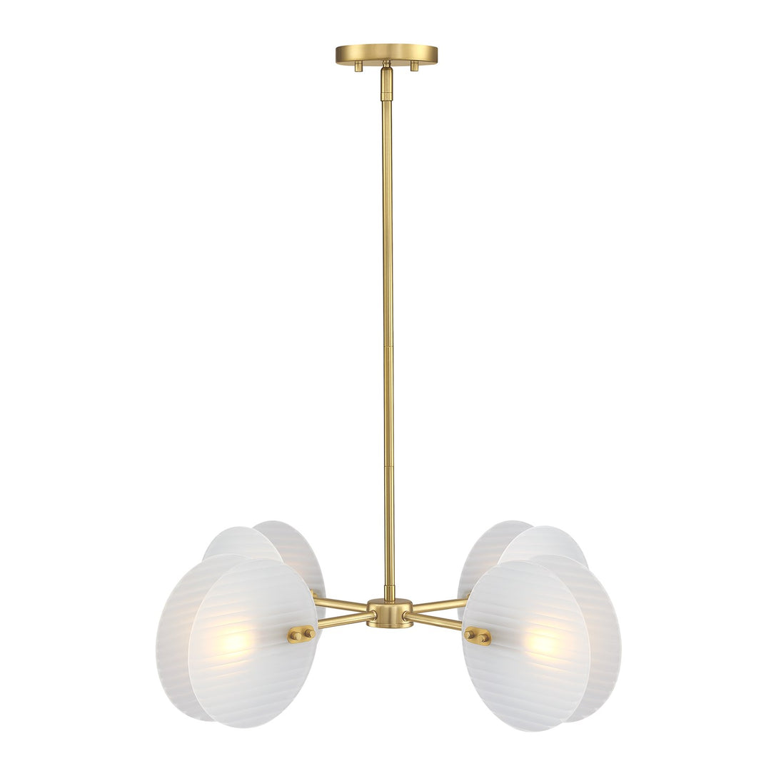 4-Light Brushed Gold Contemporary Geometric Chandelier For Dining Rooms
