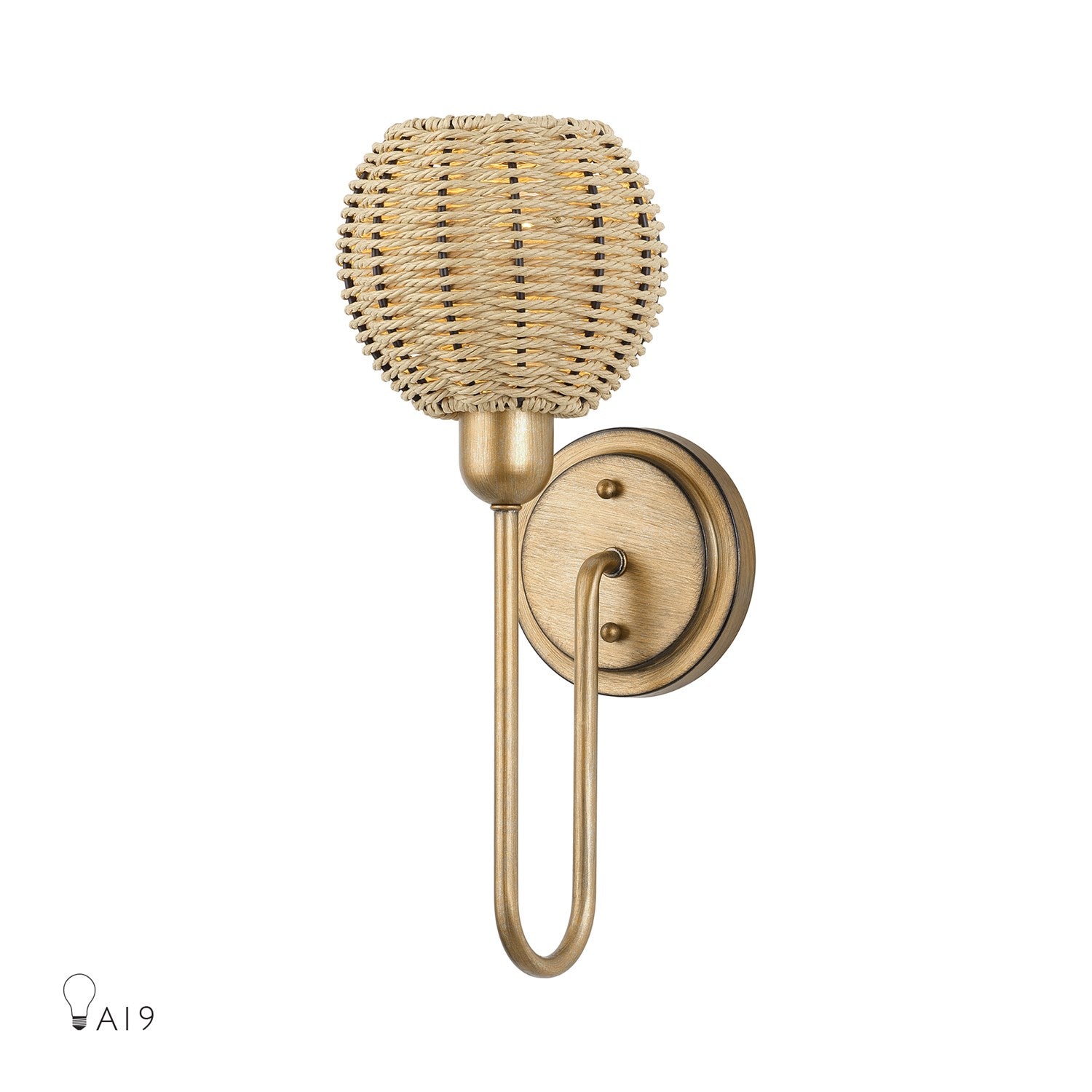 1 Light Antique Gold Leaf Single Sconce by Livex Lighting