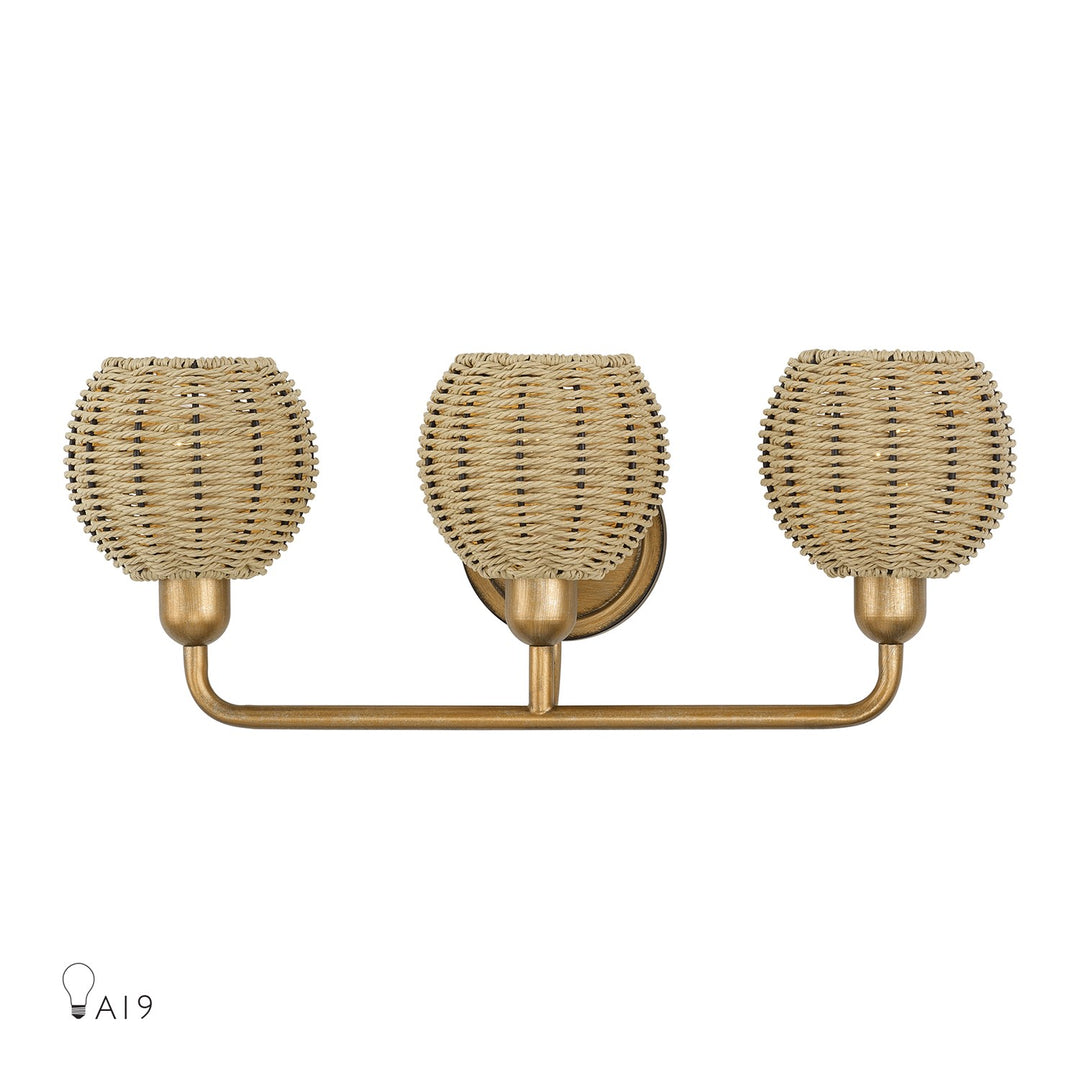3 Light Antique Gold Leaf Vanity Sconce by Livex Lighting