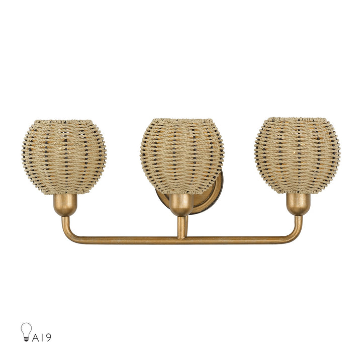 3 Light Antique Gold Leaf Vanity Sconce by Livex Lighting