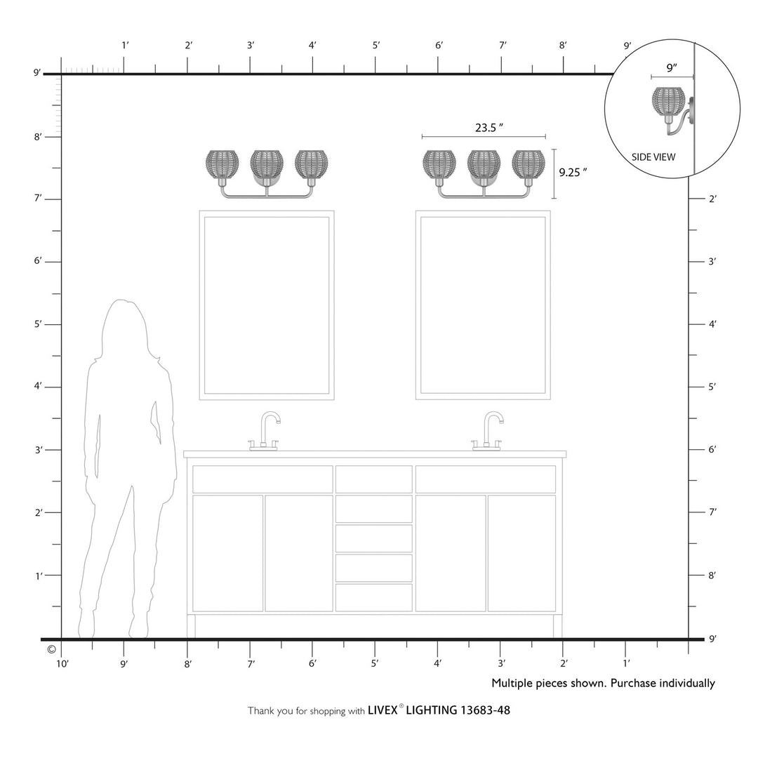 3 Light Antique Gold Leaf Vanity Sconce