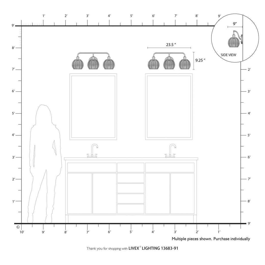 3 Light Brushed Nickel Vanity Sconce