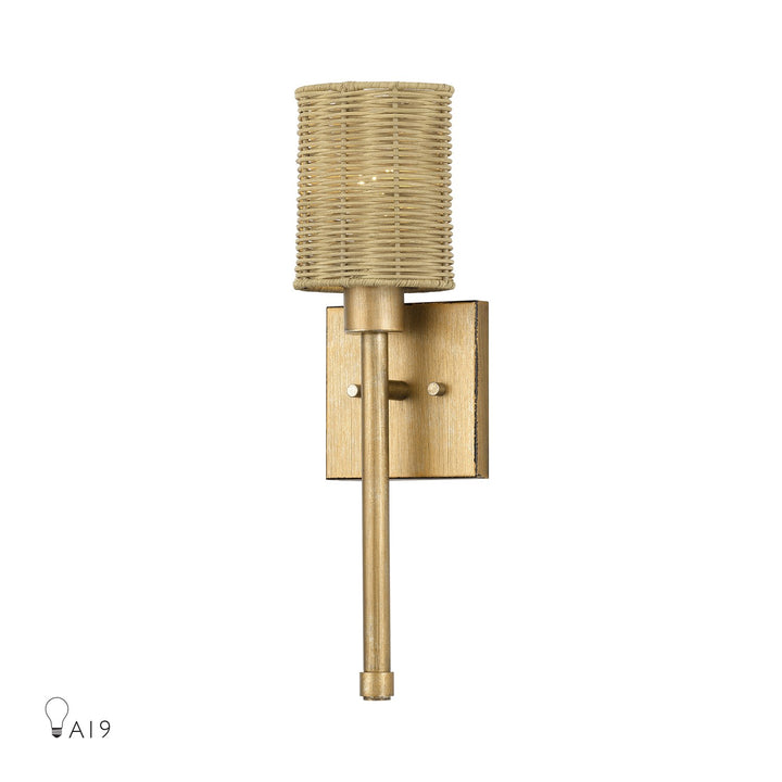 1 Light Antique Gold Leaf Single Ada Sconce by Livex Lighting