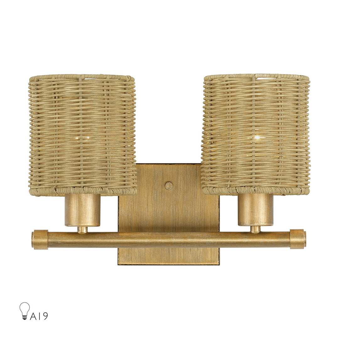 2 Light Antique Gold Leaf Vanity Sconce by Livex Lighting