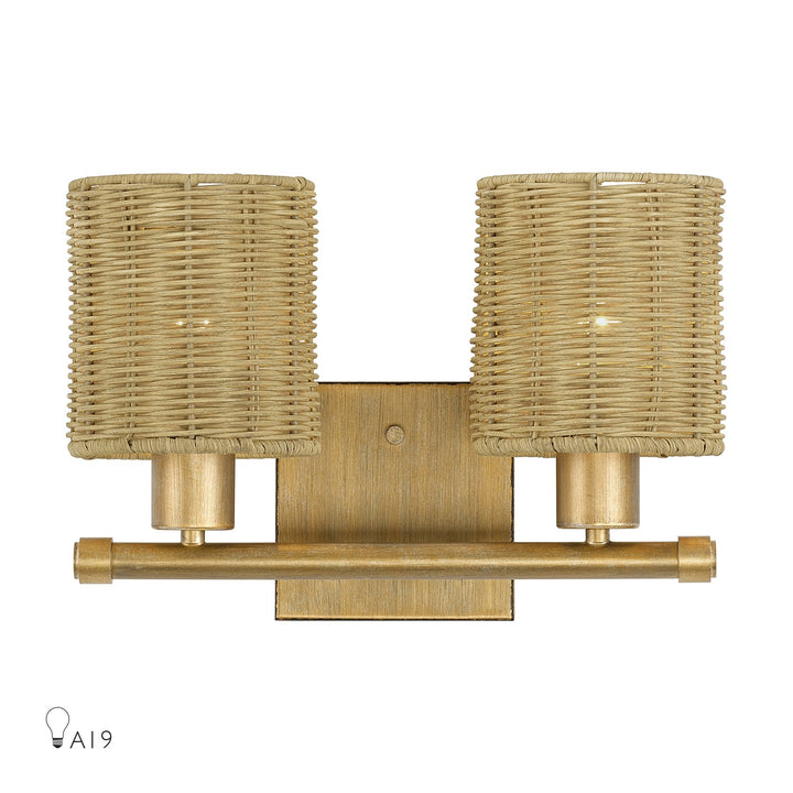 2 Light Antique Gold Leaf Vanity Sconce by Livex Lighting