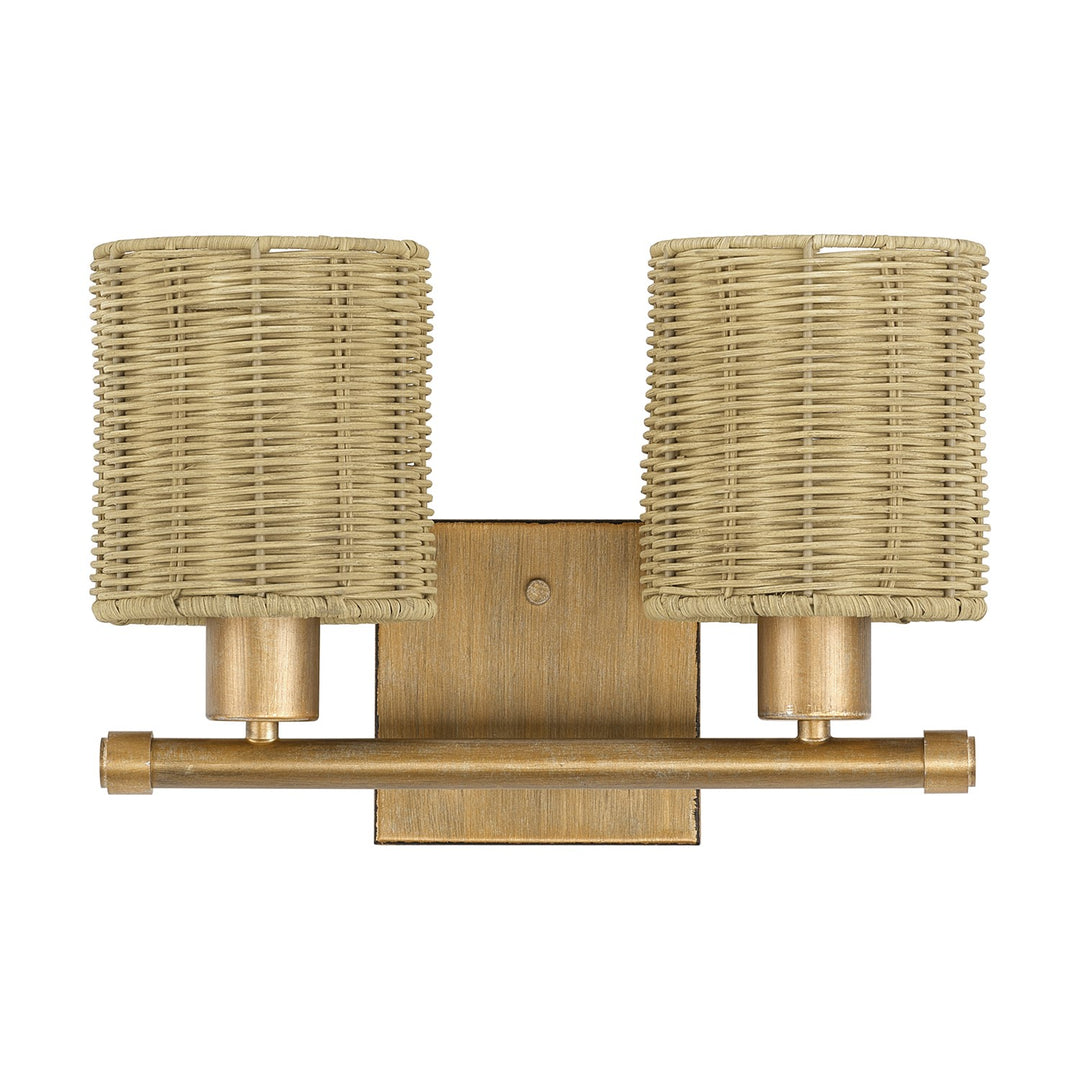 2 Light Antique Gold Leaf Vanity Sconce
