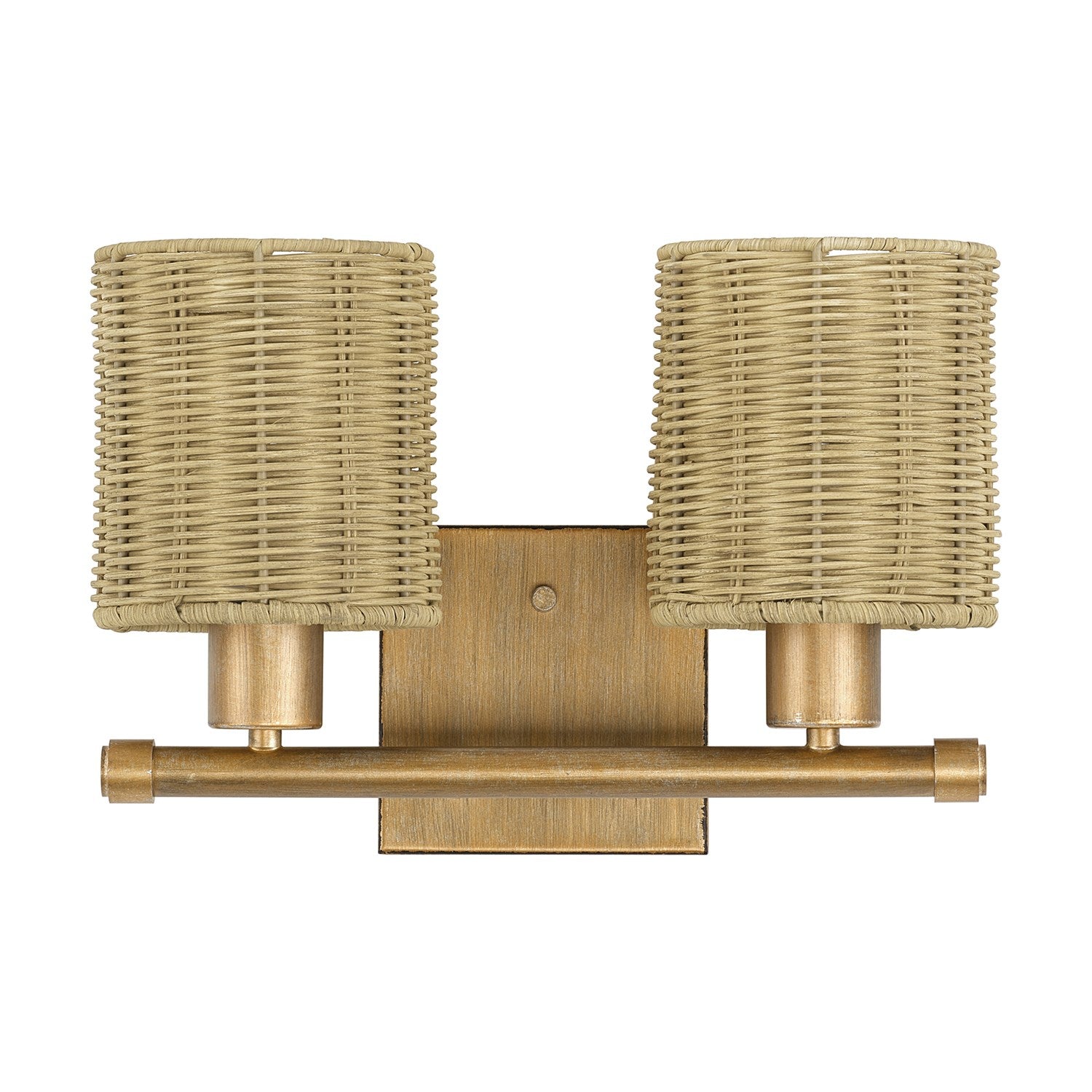 2 Light Antique Gold Leaf Vanity Sconce