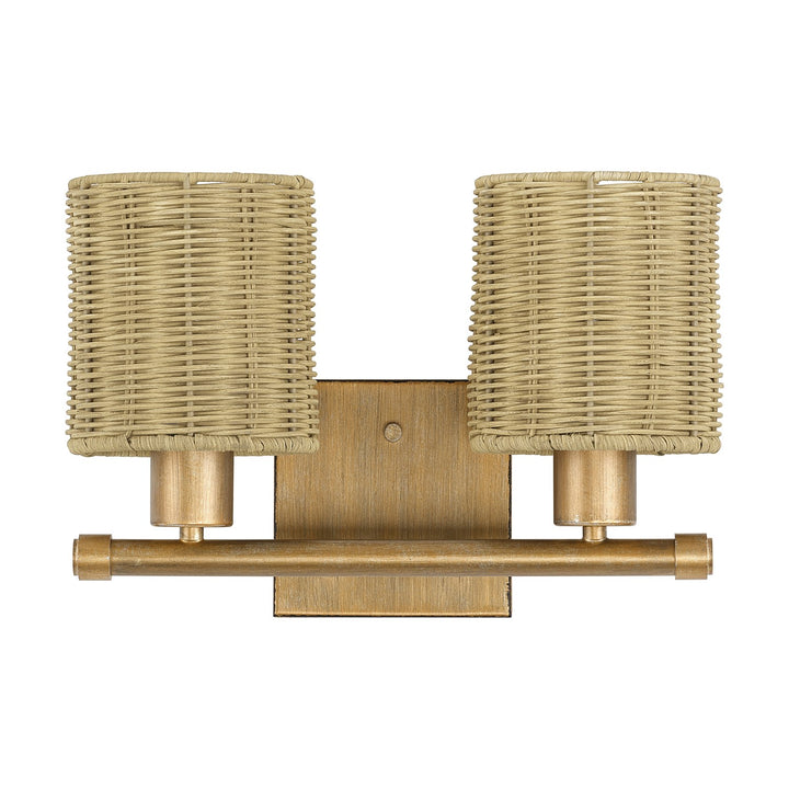 2 Light Antique Gold Leaf Vanity Sconce