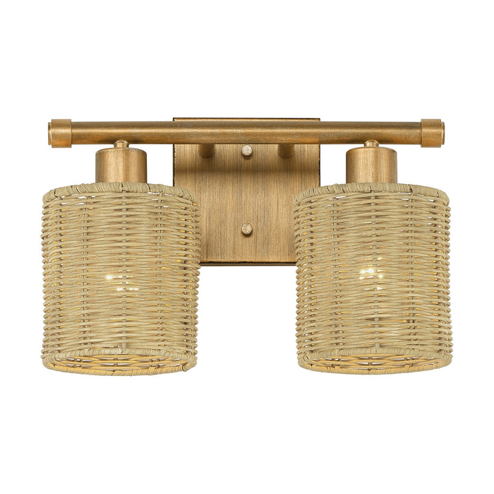 2 Light Antique Gold Leaf Vanity Sconce