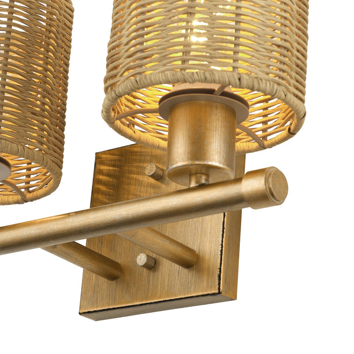 2 Light Antique Gold Leaf Vanity Sconce