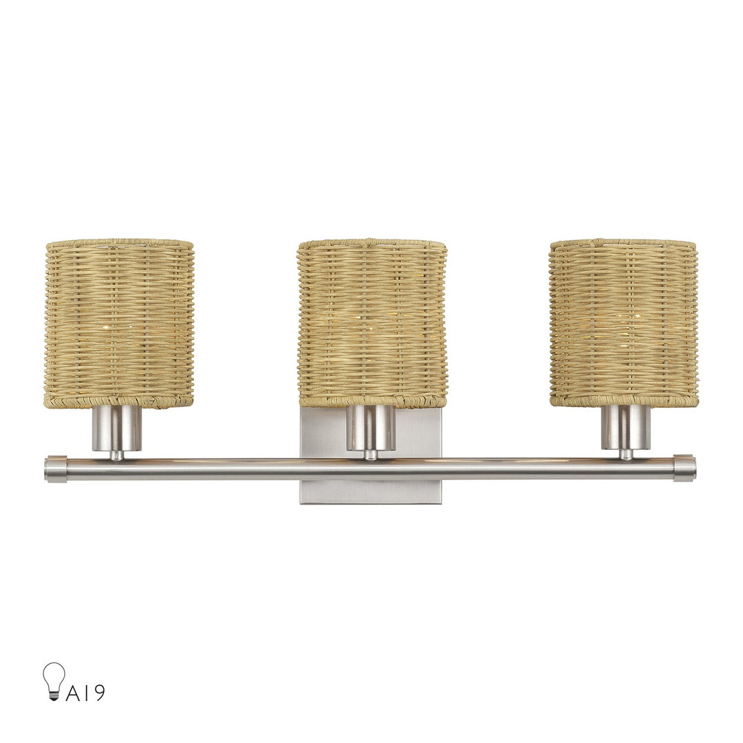 3 Light Brushed Nickel Vanity Sconce by Livex Lighting