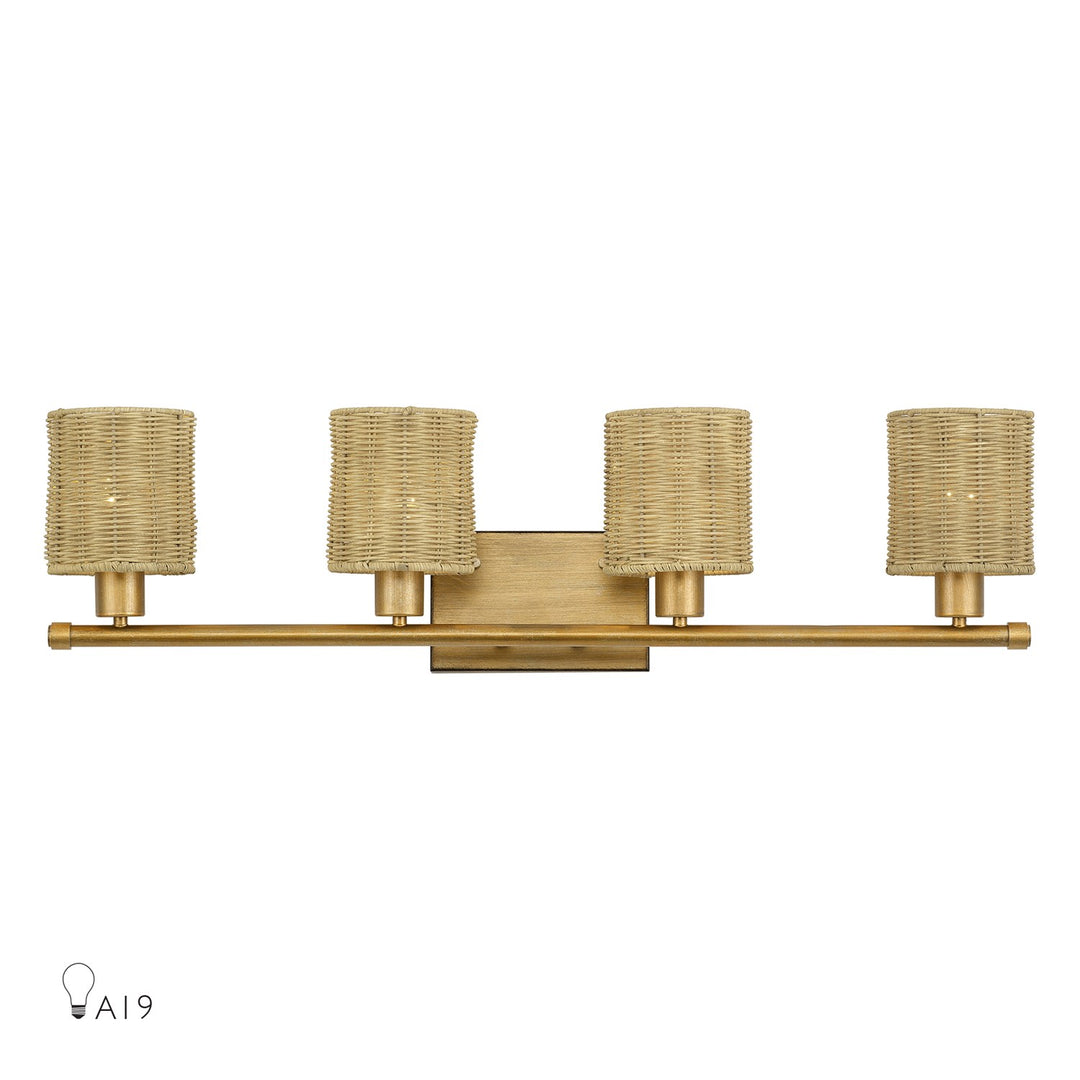 4 Light Antique Gold Leaf Large Vanity Sconce by Livex Lighting